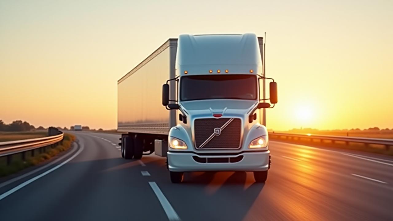 M & H Freight truck operating efficiently on a clean interstate highway at sunrise