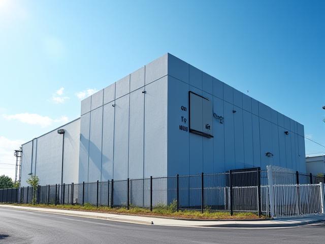 Exterior of M & H Moving & Storage facility with visible security