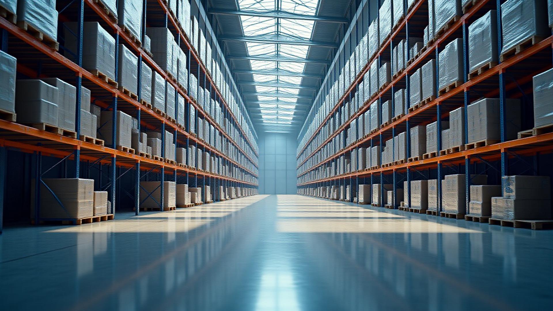 Modern, clean warehouse interior in Philadelphia with organized racking systems